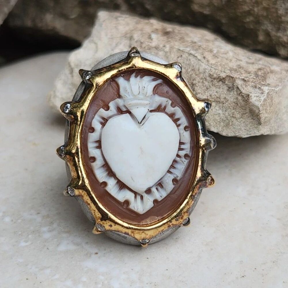 Italian Sacred Heart crown ring